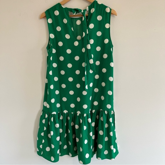 Cooper St Ditsy Polka Dot A-Line Ruffle Hem Shift Dress green and white Size M - Picture 8 of 13